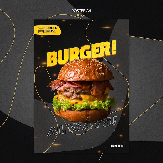 Concepto de plantilla de cartel de hamburguesa