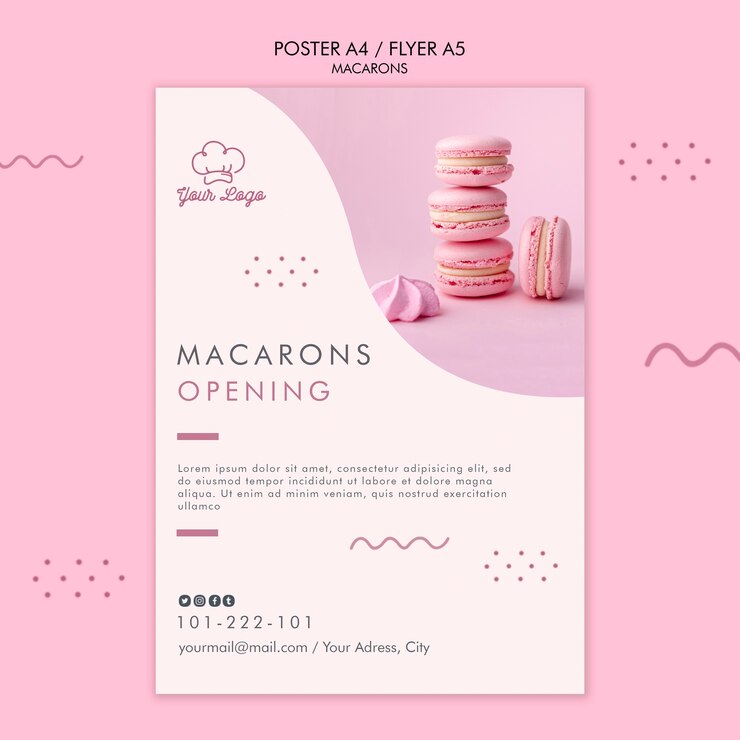 PSD gratuito concepto de plantilla de cartel de macarons