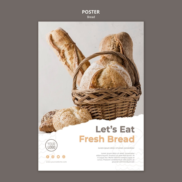 Concepto de plantilla de cartel de pan
