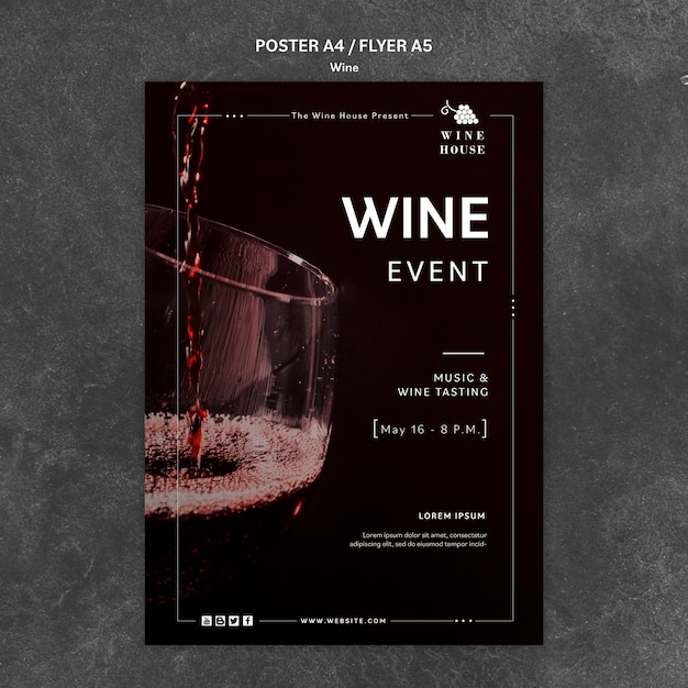 PSD gratuito concepto de plantilla de cartel de vino