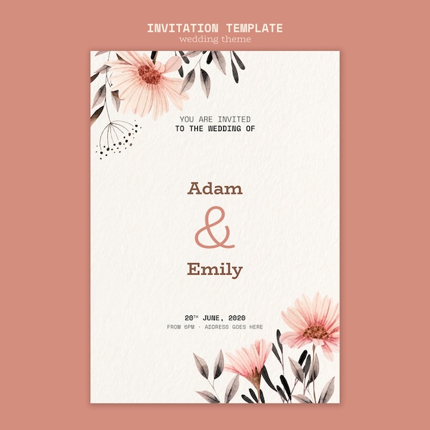 Concepto de plantilla de invitación de boda