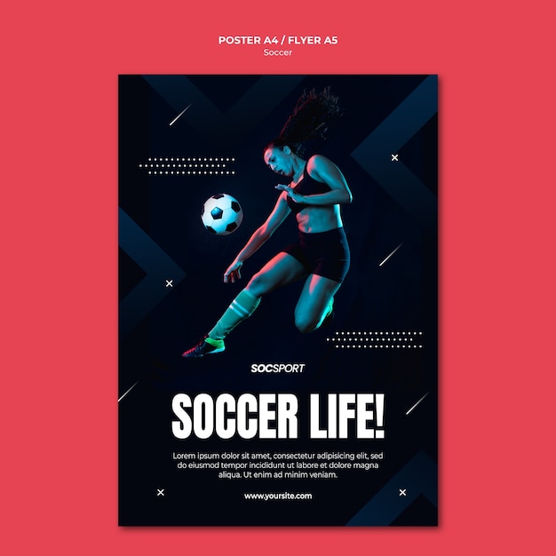 PSD gratuito concepto de plantilla de póster de fútbol