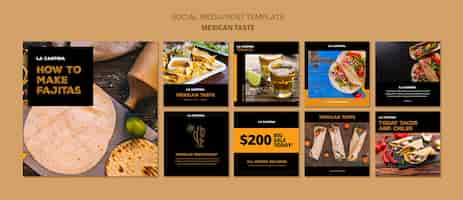 PSD gratuito concepto de plantilla de redes sociales de restaurante mexicano