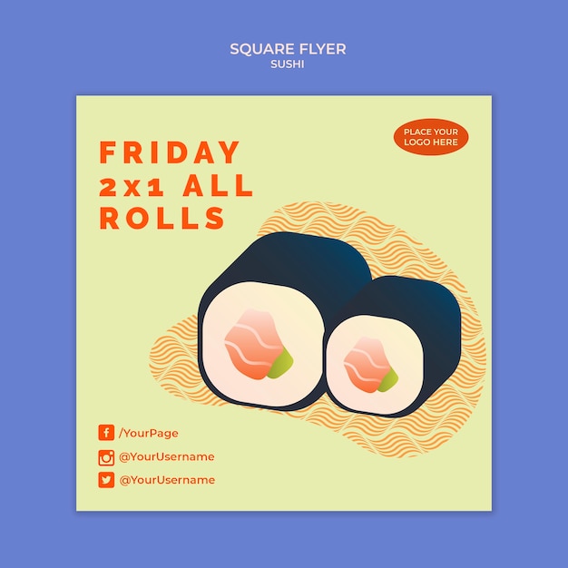 Concepto de plantilla de volante de sushi