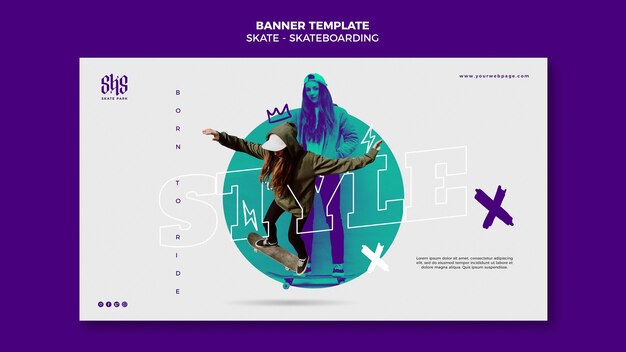 Concepto de skate de plantilla de banner