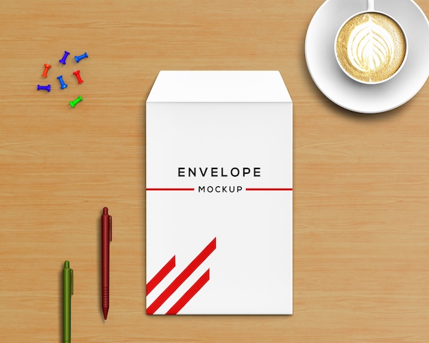 Download Concepto Stationery Con Mockup De Sobre Y Cafe Archivo Psd Premium