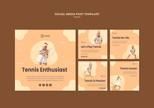 Concepto de tenis publicación en redes sociales