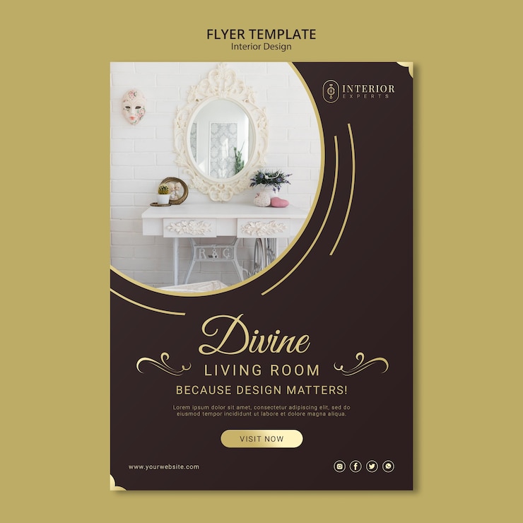 PSD gratuito concepto de volante de diseño de interiores
