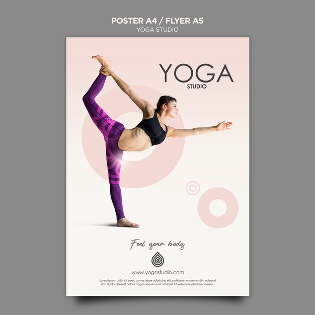 Concetto del modello dell'aletta di filatoio dello studio di yoga