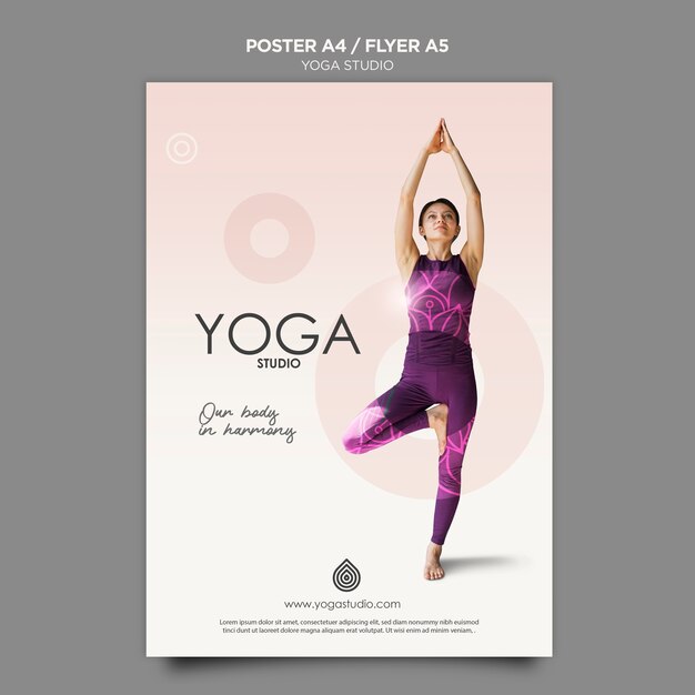 Concetto del modello dell'aletta di filatoio dello studio di yoga
