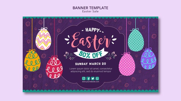 Concetto del modello dell'insegna con le vendite di pasqua