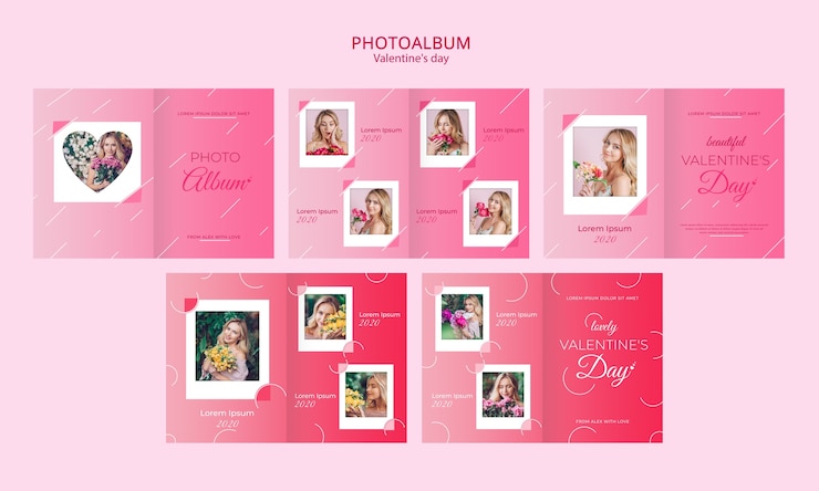 PSD gratuito concetto di album fotografico per modello di san valentino