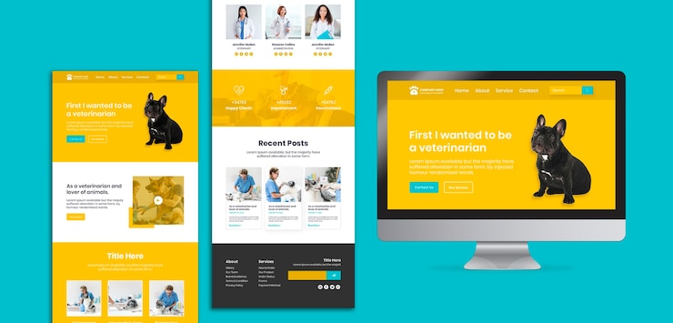 PSD gratuito concetto di landing page veterinarie