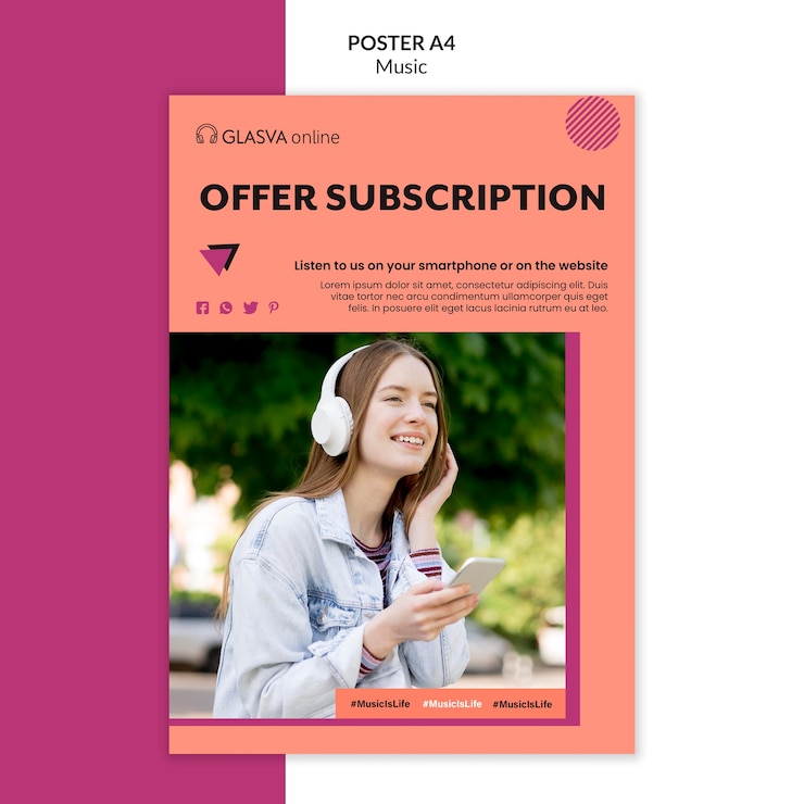 PSD gratuito concetto di modello di poster di musica