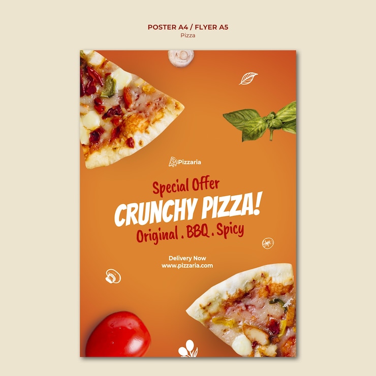 PSD gratuito concetto di modello di poster di pizza