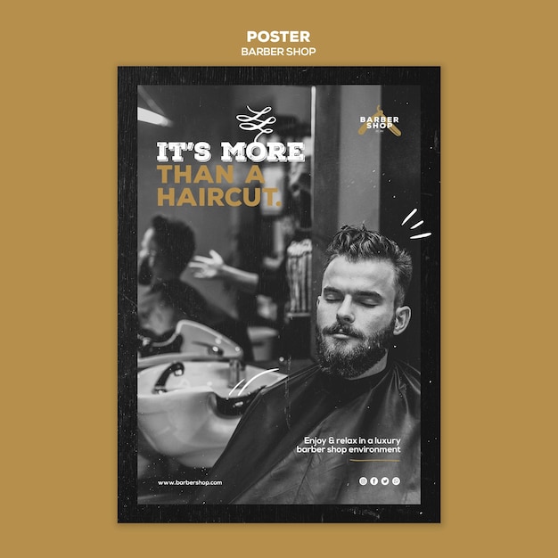Concetto di modello di poster negozio di barbiere