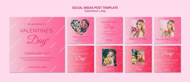 Concetto di post social media per modello di San Valentino