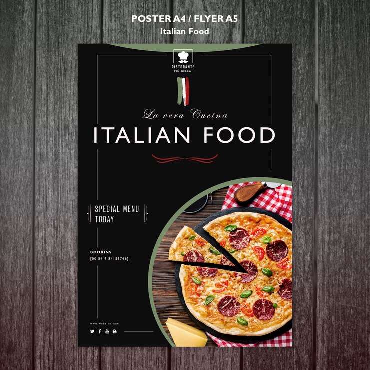 PSD gratuito concetto di poster di cibo italiano