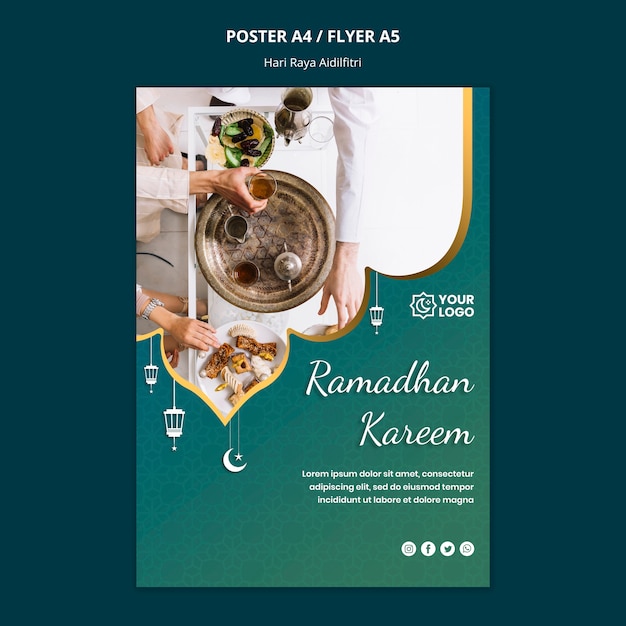 Concetto di poster di Hari raya aidilfitri
