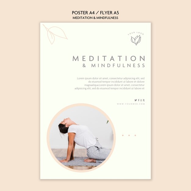 Concetto di poster di meditazione e consapevolezza