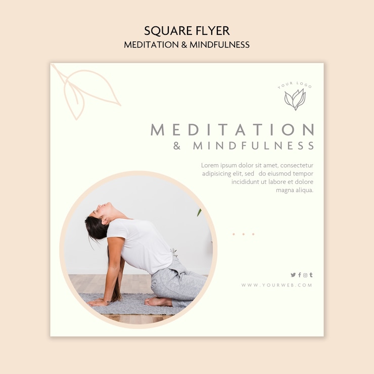 PSD gratuito concetto di volantino di meditazione e consapevolezza