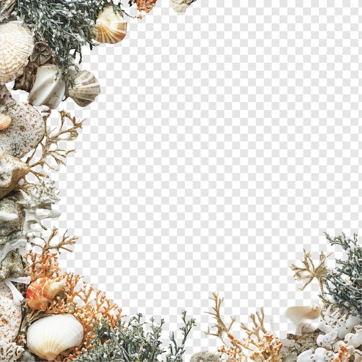 PSD gratuito conchiglie e coralli: un elemento di design costiero