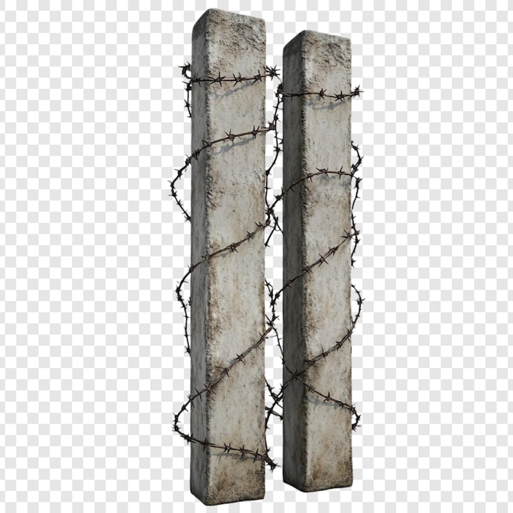 PSD Gratis concrete pillars with barbed wire a symbol of restriction and isolation