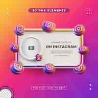 PSD gratuito conectarse con nosotros en el perfil de instagram medios sociales renderizado en 3d aislado para composición