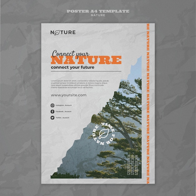 PSD gratuito conecte su plantilla de cartel de naturaleza