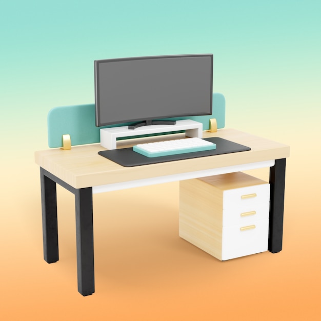 Configuración de escritorio minimalista en 3D