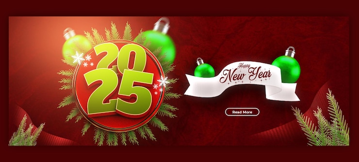 PSD gratuito congratulazioni per la celebrazione del nuovo anno 2025 facebook cover post design o modello di banner