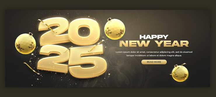 PSD gratuito congratulazioni per la celebrazione del nuovo anno 2025 facebook cover post design o modello di banner