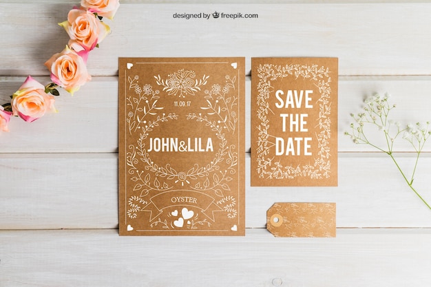 Conjunto de cartón para boda
