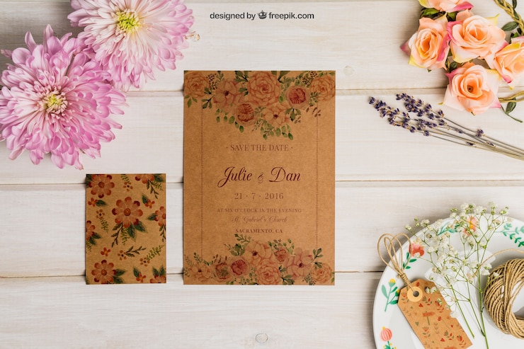 PSD gratuito conjunto creativo de cartón para boda