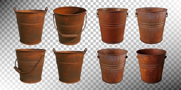 Conjunto de cubos metálicos rústicos para varios usos