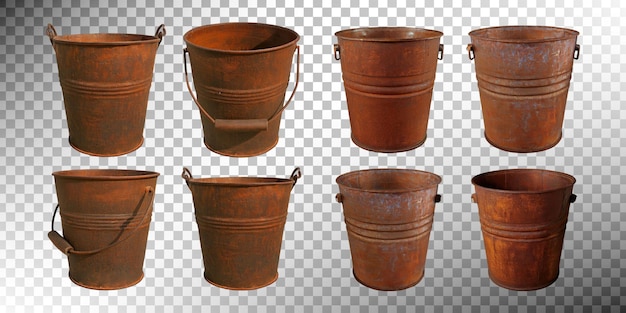 Conjunto de cubos metálicos rústicos para varios usos