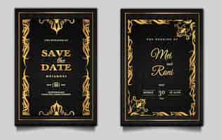 PSD gratuito conjunto de diseño de tarjeta de invitación de boda de lujo