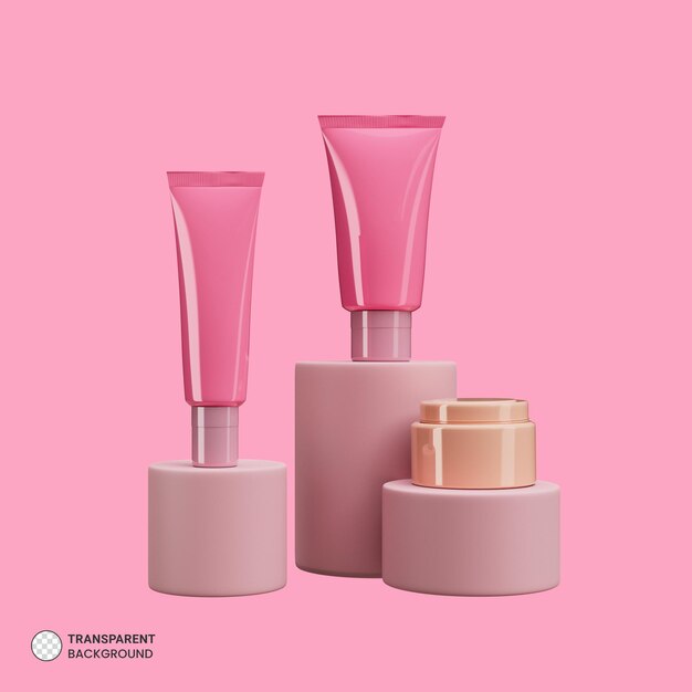 Conjunto de envases de cosméticos icono aislado 3d render ilustración