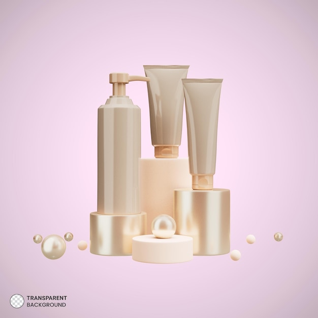 Conjunto de envases de cosméticos icono aislado 3d render ilustración