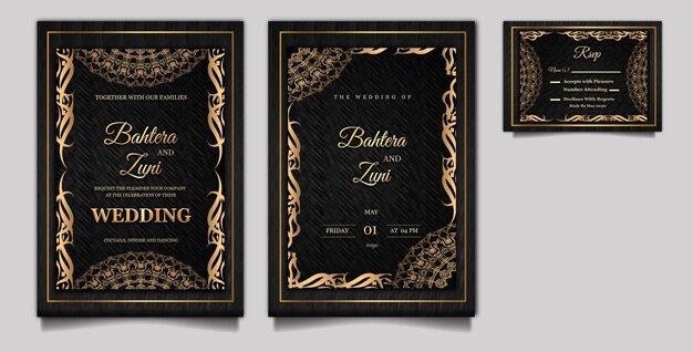Conjunto de invitación de boda elegante de lujo
