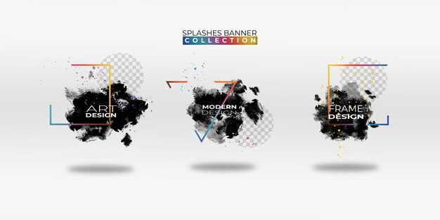 Conjunto de marcos de textura grunge abstractos pintados a mano
