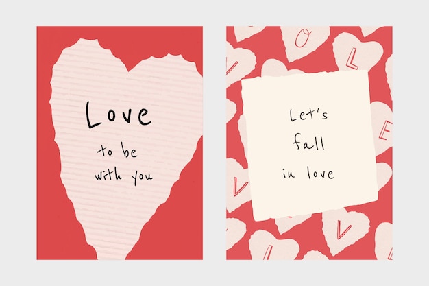 Conjunto de póster psd de plantilla editable de tema de San Valentín
