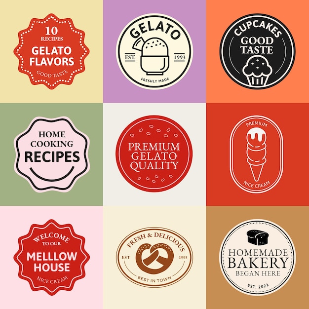 Conjunto de psd de logotipo de empresa de alimentos