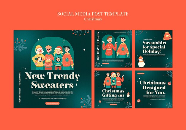 Conjunto de publicaciones de ig de temporada de suéter de celebración