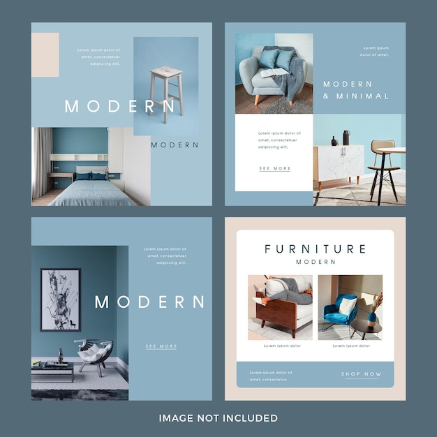 Conjunto de publicaciones de instagram de muebles de estilo minimalista psd premium