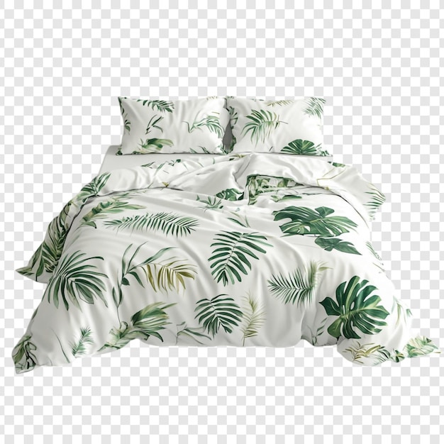 Conjunto de ropa de cama de hojas tropicales cubierta de edredón blanca de lujo con monstera verde exuberante y estampado de hoja de palma