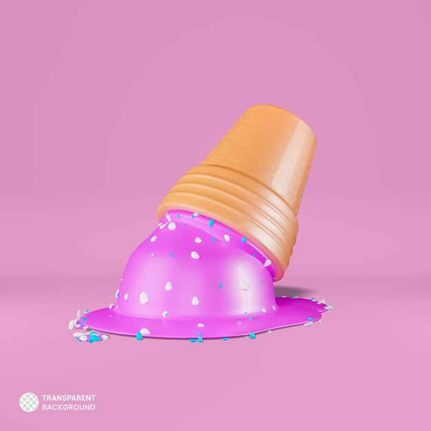 Cono de helado icono aislado 3d Render ilustración