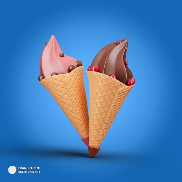 Cono de helado icono aislado 3d render ilustración