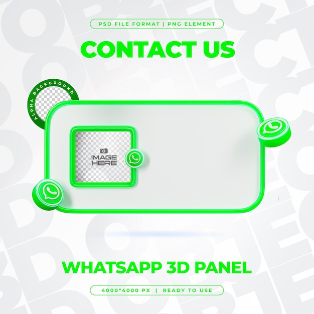Contacte con nosotros en el perfil de Whatsapp Medios sociales Renderizado en 3D aislado para composición