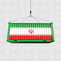 PSD gratuito contenedor de envío con bandera de irán en un fondo transparente